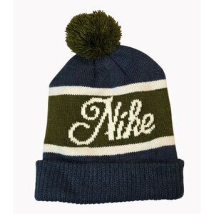Nike One size Knit Beanie With Pom & Folded Cuff Blue Green